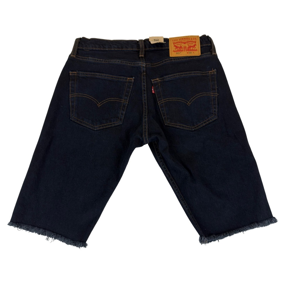 Levis 511 Slim Fit Cut Off Denim Shorts Mens 30 Dark Wash Frayed Hem NEW Read